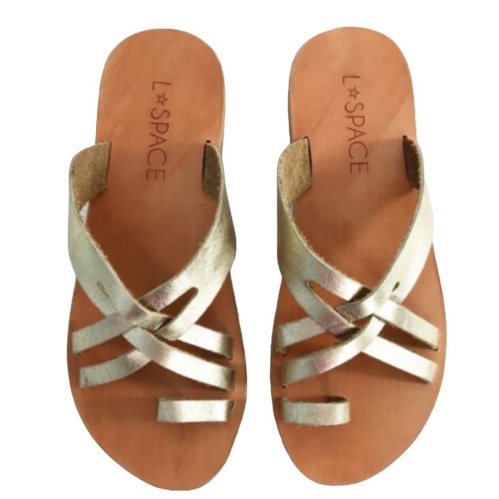 L*Space Gold Lesther Strappy Slip On Sandals